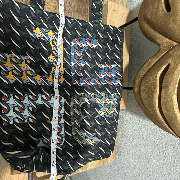 Tory Burch Printed Canvas Tote 84587 Curly Ribbon EUC - Picture 4 of 5